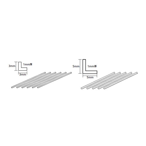 タミヤ 透明プラ材3mmL形棒(6本入)