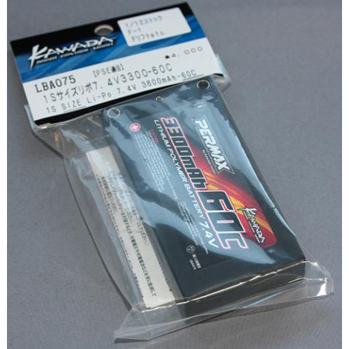 カワダ LBA075 PERMAX リポバッテリー【1Sサイズ/7.4V/3300mAh/60C】