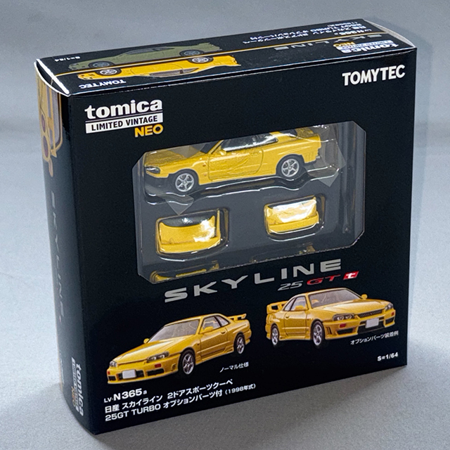 トミーテック 1/64 LV－N365a 日産 スカイライン 2ドア スポーツクーペ 25GT TURBO オプションパーツ付(黄) 98年式