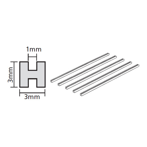 タミヤ 透明プラ材3mmH形棒(5本入)