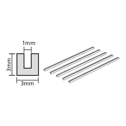 タミヤ 透明プラ材3mmコの字形棒(5本入)