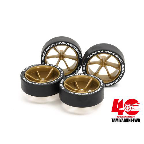 タミヤ ミニ四駆40周年記念スーパーハード大径ローハイトタイヤ&6本スポークホイール