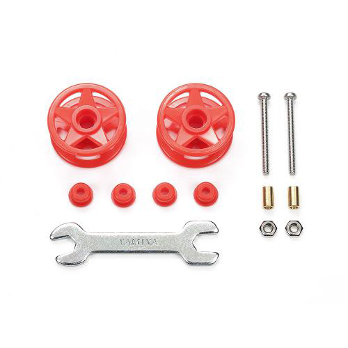 タミヤ 2段低摩擦プラローラー (19-19mm) レッド (ミニ四駆ステーション)