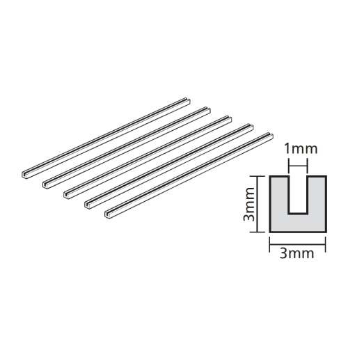 タミヤ プラ材3mmコの字形棒(5本入)