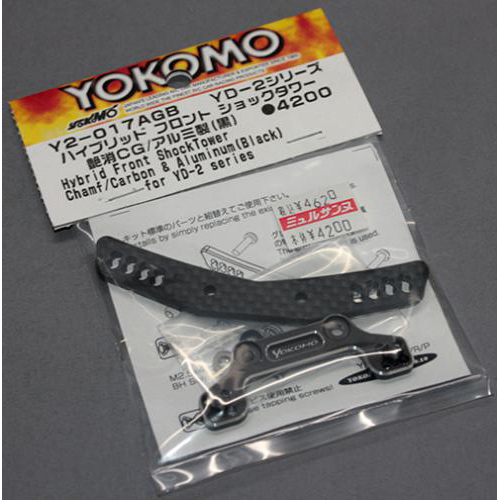 YOKOMO Y2-017AGB YD-2シリーズ用 ハイブリッド フロント ショックタワー (グラファイト/アルミ製 ブラック)